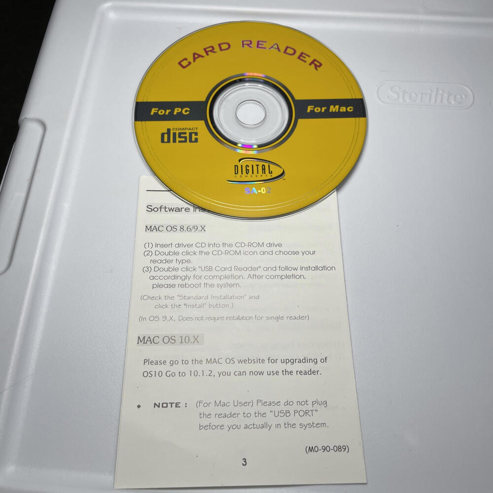 Compact Disc For Card Reader Digital Concepts SA-02 For PC or Mac